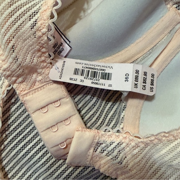 NWT Victoria’s Secret DREAM ANGELS Lace & Striped Mesh Sheer Teddy BODYSUIT 36D - Picture 8 of 10